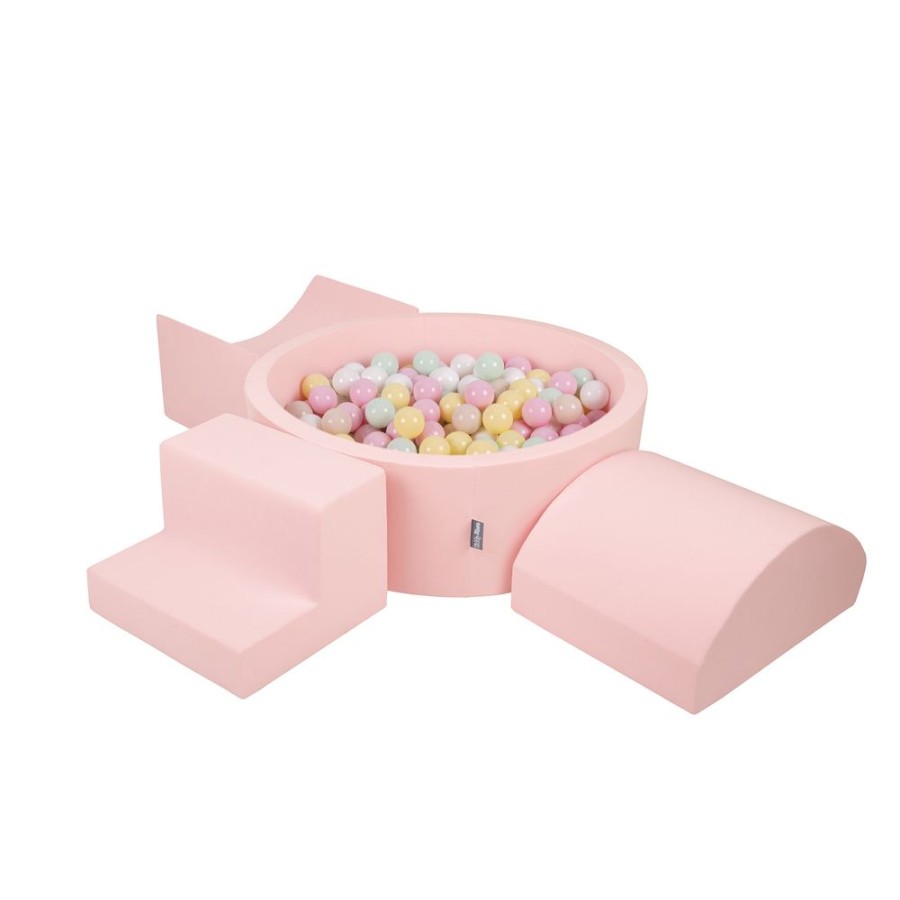 Activity Toys KiddyMoon | Kiddymoon Foam Playground For Kids With Round Ballpit ( 7Cm/ 2.75In) Soft Obstacles Course And Ball Pool, Certified Made In The Eu, Pink: Pastel Beige/ Pastel Yellow/ White/ Mint/ Light Pink