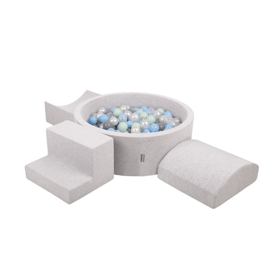 Playgrounds KiddyMoon | Kiddymoon Foam Playground For Kids With Round Ballpit ( 7Cm/ 2.75In) Soft Obstacles Course And Ball Pool, Certified Made In The Eu, Lightgrey: Pearl/ Grey/ Transparent/ Babyblue/ Mint Light Grey: Pearl / Grey / Transparent / Baby Blue / Mint