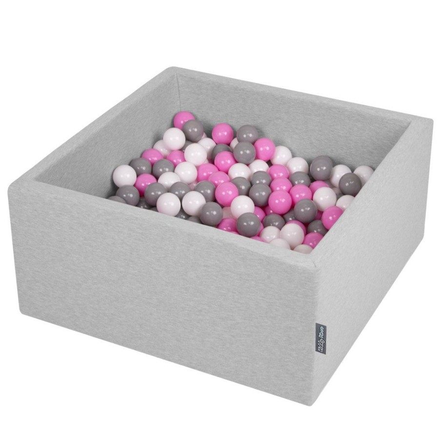 Ball Pits KiddyMoon | Kiddymoon Baby Foam Ball Pit With Balls 7Cm / 2.75In Square, Light Grey: Grey/ White/ Pink Light Grey:Grey/White/Pink