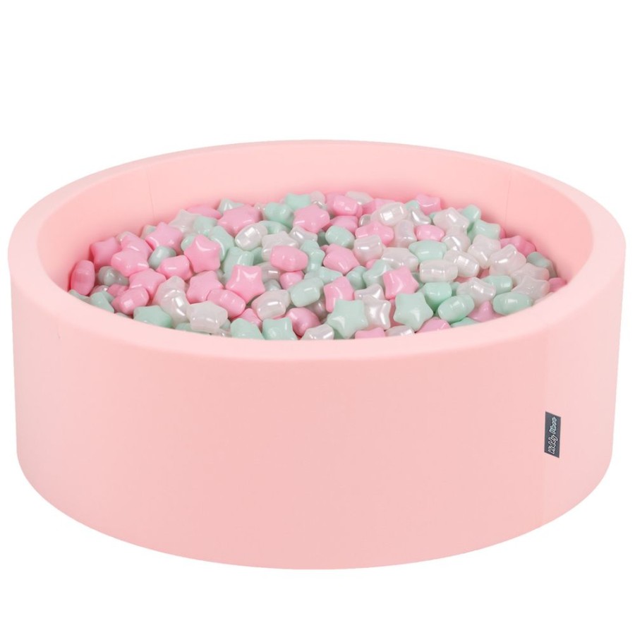 Ball Pits KiddyMoon | Kiddymoon Round Foam Ballpit With Star-Shaped Plastic Balls For Kids, Pink: Light Pink/ Pearl/ Mint