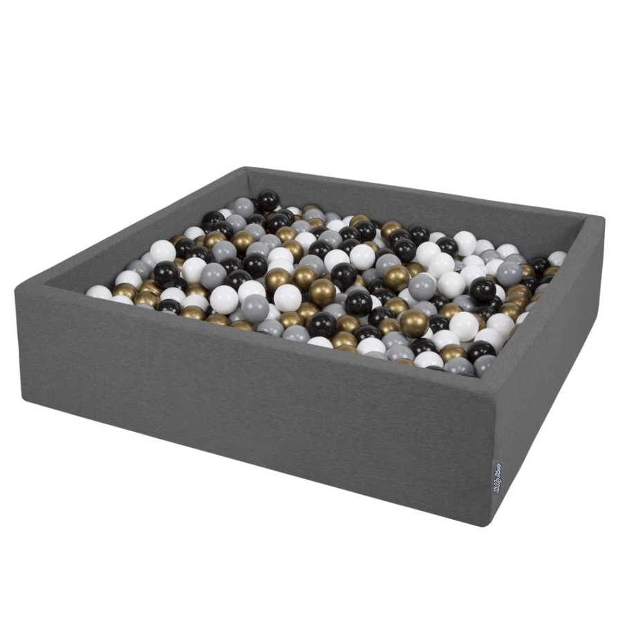 Ball Pits KiddyMoon | Kiddymoon Soft Ball Pit Square 7Cm / 2.75In For Kids, Foam Ball Pool Baby Playballs Children, Certified Made In The Eu, Dark Grey: White-Grey-Black-Gold Dark Grey: White / Grey / Black / Gold