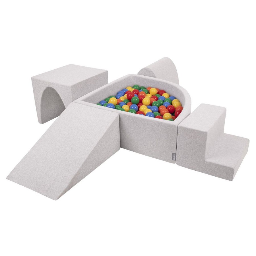 Activity Toys KiddyMoon | Kiddymoon Foam Playground For Kids With Quarter Angular Ballpit And Balls, Lightgrey: Yellow/ Green/ Blue/ Red/ Orange Light Grey: Yellow / Green / Blue / Red / Orange