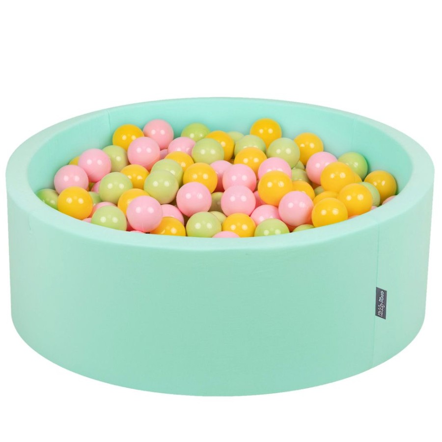 Ball Pits KiddyMoon | Kiddymoon Baby Foam Ball Pit With Balls 7Cm / 2.75In Certified Made In Eu, Mint: Light Green/ Yellow/ Powder Pink