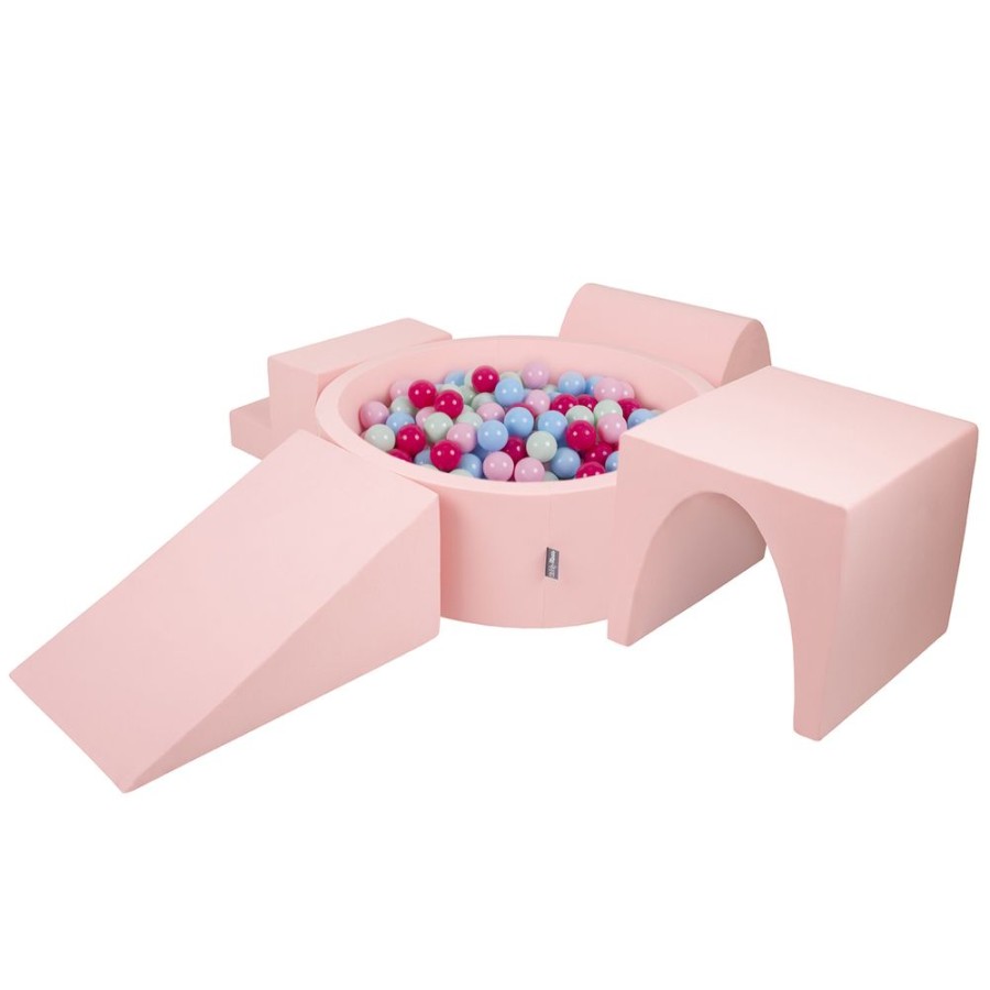 Activity Toys KiddyMoon | Kiddymoon Foam Playground For Kids With Round Ballpit ( 7Cm/ 2.75In) Soft Obstacles Course And Ball Pool, Certified Made In The Eu, Pink: Light Pink/ Dark Pink/ Babyblue/ Mint