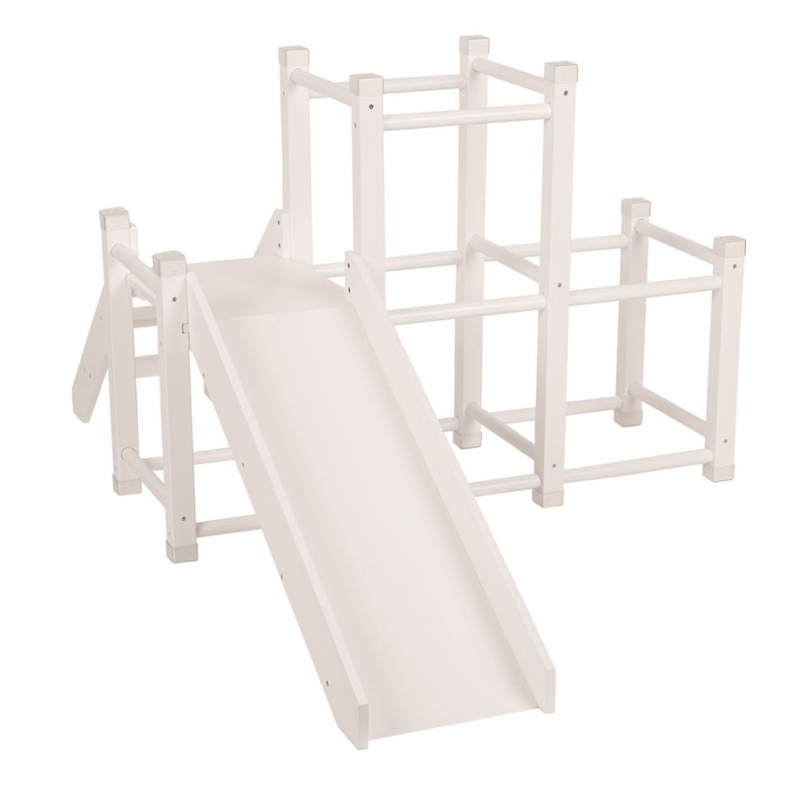 Activity Toys KiddyMoon | Kiddymoon Wooden Playground With A Slide Climbing Frame For Kids, White