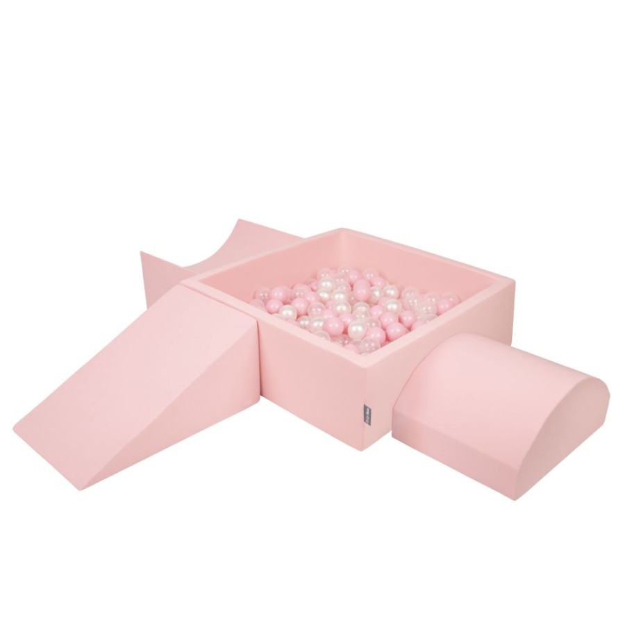 Activity Toys KiddyMoon | Kiddymoon Foam Playground For Kids With Square Ballpit And Balls, Pink Pink: Light Pink / Pearl / Transparent