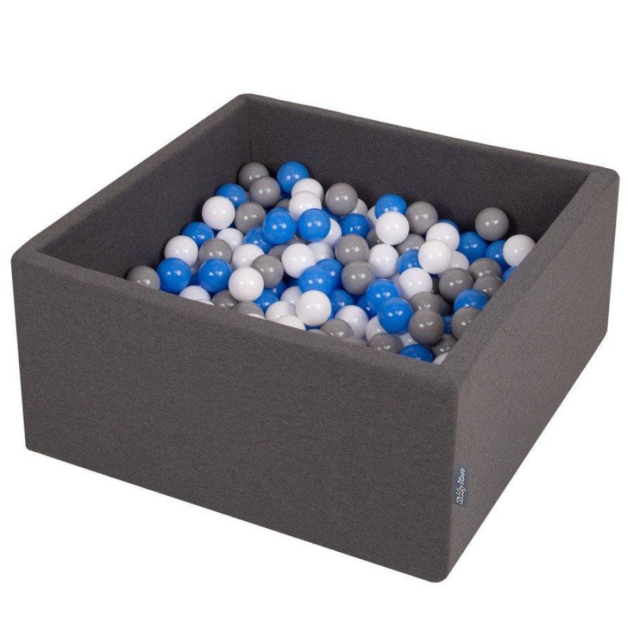 Ball Pits KiddyMoon | Kiddymoon Baby Foam Ball Pit With Balls 7Cm / 2.75In Square, Dark Grey: Grey/ White/ Blue Dark Grey:Grey/White/Blue