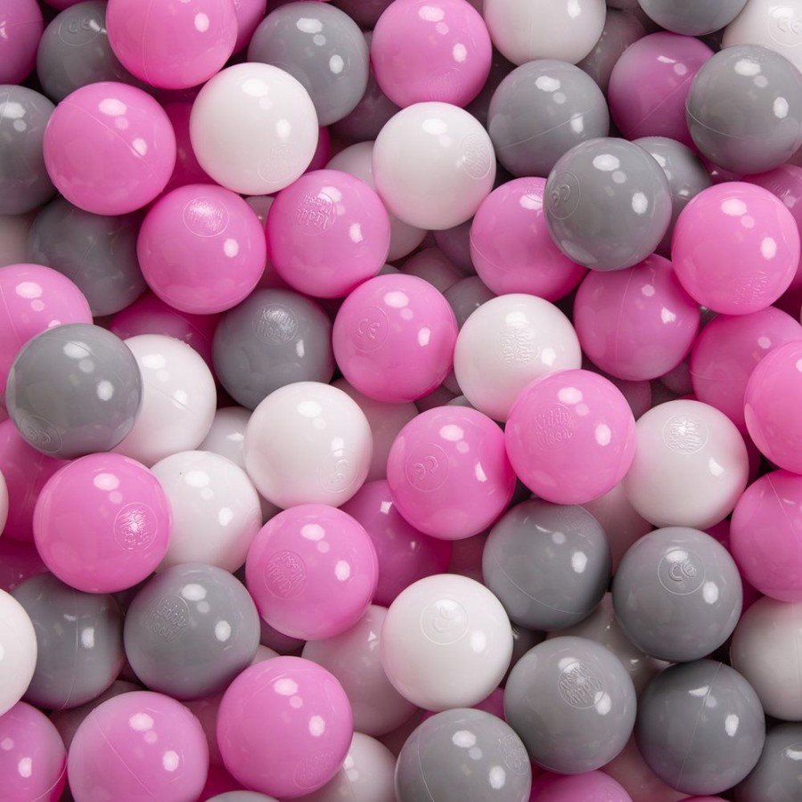 Ball Pits KiddyMoon | Kiddymoon Soft Ball Pit Square 7Cm / 2.75In For Kids, Foam Ball Pool Baby Playballs Children, Certified Made In The Eu, Pink: Grey-White-Pink Pink:Grey-White-Pink