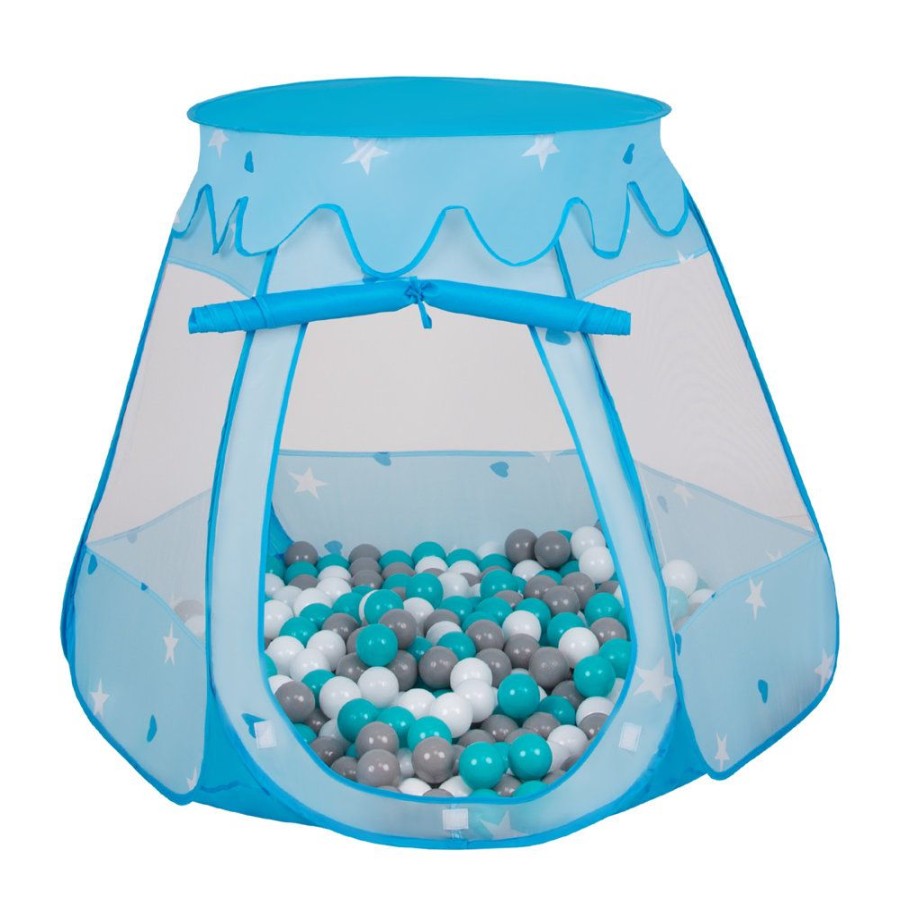 Partners KiddyMoon Partners | Play Tent Castle House Pop Up Ballpit Shell Plastic Balls For Kids, Blue: Grey-White-Turquoise Blue:Grey-White-Turquoise