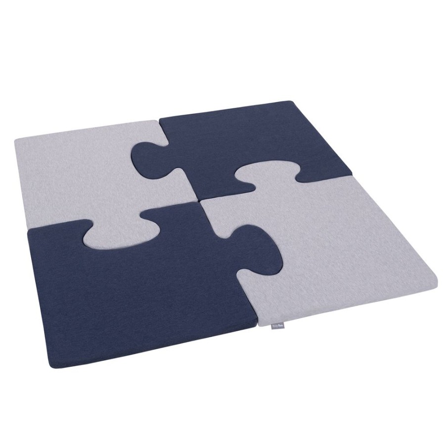 Nursery Room KiddyMoon | Kiddymoon Soft Foam Puzzle Set For Children 4Pcs, Light Grey/Dark Blue