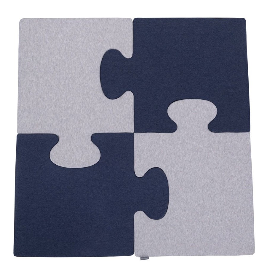 Nursery Room KiddyMoon | Kiddymoon Soft Foam Puzzle Set For Children 4Pcs, Light Grey/Dark Blue