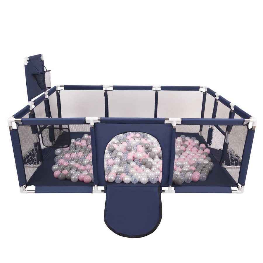 Partners KiddyMoon Partners | Baby Playpen Big Size Playground With Plastic Balls For Kids, Dark Blue: Pearl/ Grey/ Transparent/ Powder Pink Dark Blue:Pearl/Grey/Transparent/Powder Pink