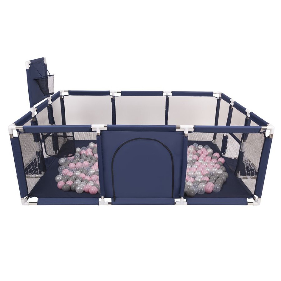 Partners KiddyMoon Partners | Baby Playpen Big Size Playground With Plastic Balls For Kids, Dark Blue: Pearl/ Grey/ Transparent/ Powder Pink Dark Blue:Pearl/Grey/Transparent/Powder Pink