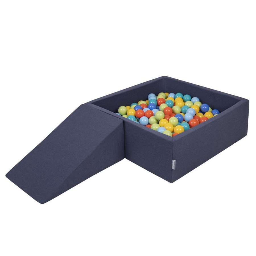 Activity Toys KiddyMoon | Kiddymoon Foam Playground For Kids With Square Ballpit And Balls, Darkblue: Lgreen/ Orange/ Turquoise/ Blue/ Bblue/ Yellow Darkblue:Lgreen/Orange/Turquoise/Blue/Bblue/Yellow