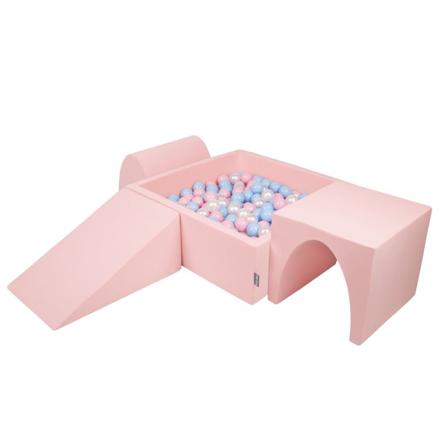 Activity Toys KiddyMoon | Kiddymoon Foam Playground For Kids With Square Ballpit And Balls, Pink: Babyblue/ Powder Pink/ Pearl Pink:Babyblue/Powder Pink/Pearl