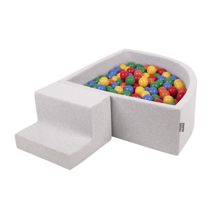 Activity Toys KiddyMoon | Kiddymoon Foam Playground For Kids With Quarter Angular Ballpit And Balls, Lightgrey: Yellow/ Green/ Blue/ Red/ Orange Light Grey: Yellow / Green / Blue / Red / Orange