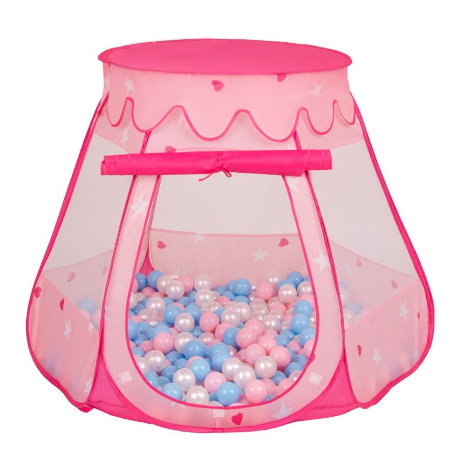 Partners KiddyMoon Partners | Play Tent Castle House Pop Up Ballpit Shell Plastic Balls For Kids, Pink: Babyblue-Powder Pink-Pearl Pink:Babyblue-Powder Pink-Pearl