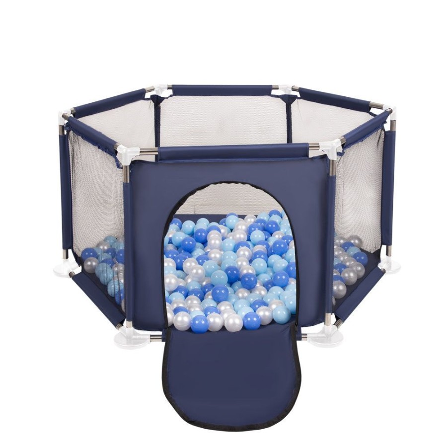 Partners KiddyMoon Partners | Hexagon 6 Side Play Pen With Plastic Balls, Blue: Babyblue/ Blue/ Pearl Blue:Babyblue/Blue/Pearl