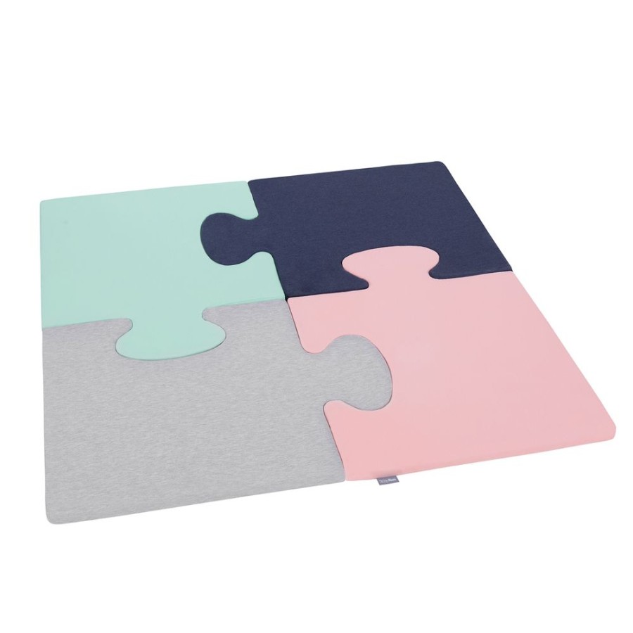 Nursery Room KiddyMoon | Kiddymoon Soft Foam Puzzle Set For Children 4Pcs, Pink/Mint/Light Grey/Dark Blue