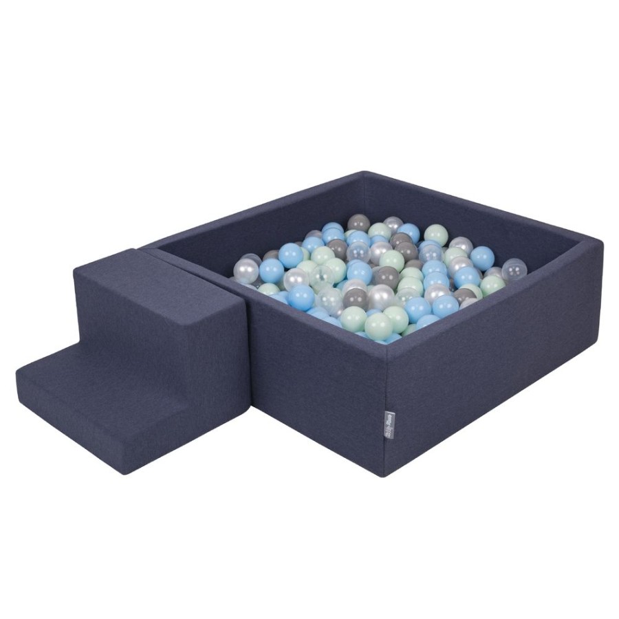 Activity Toys KiddyMoon | Kiddymoon Foam Playground For Kids With Square Ballpit, Darkblue: Pearl/ Grey/ Transparent/ Babyblue/ Mint Darkblue:Pearl/Grey/Transparent/Babyblue/Mint