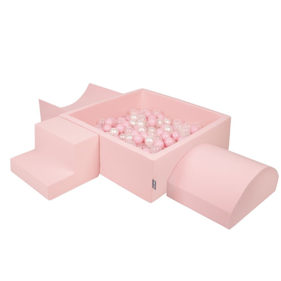 Activity Toys KiddyMoon | Kiddymoon Foam Playground For Kids With Square Ballpit ( 7Cm/ 2.75In) Soft Obstacles Course And Ball Pool, Certified Made In The Eu, Pink: Powder Pink/ Pearl/ Transparent