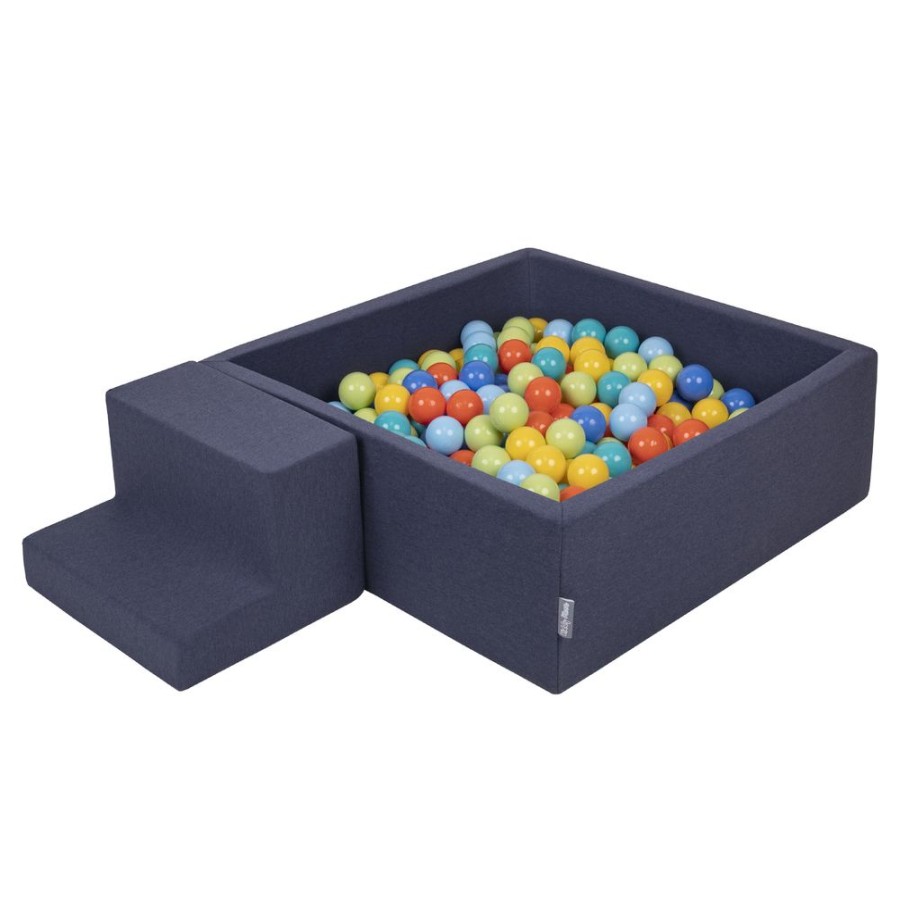 Activity Toys KiddyMoon | Kiddymoon Foam Playground For Kids With Square Ballpit, Darkblue: Lgreen/ Orange/ Turquoise/ Blue/ Bblue/ Yellow Darkblue:Lgreen/Orange/Turquoise/Blue/Bblue/Yellow