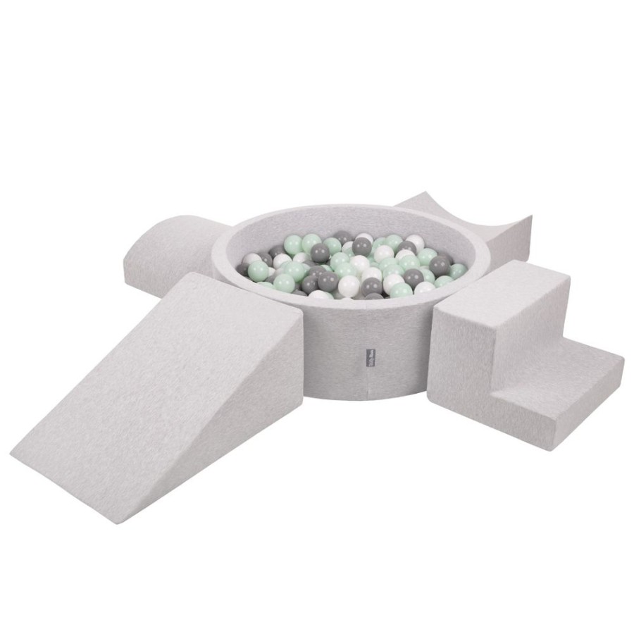 Activity Toys KiddyMoon | Kiddymoon Foam Playground For Kids With Round Ballpit ( 7Cm/ 2.75In) Soft Obstacles Course And Ball Pool, Certified Made In The Eu, Lightgrey: White/ Grey/ Mint Light Grey: White / Grey / Mint