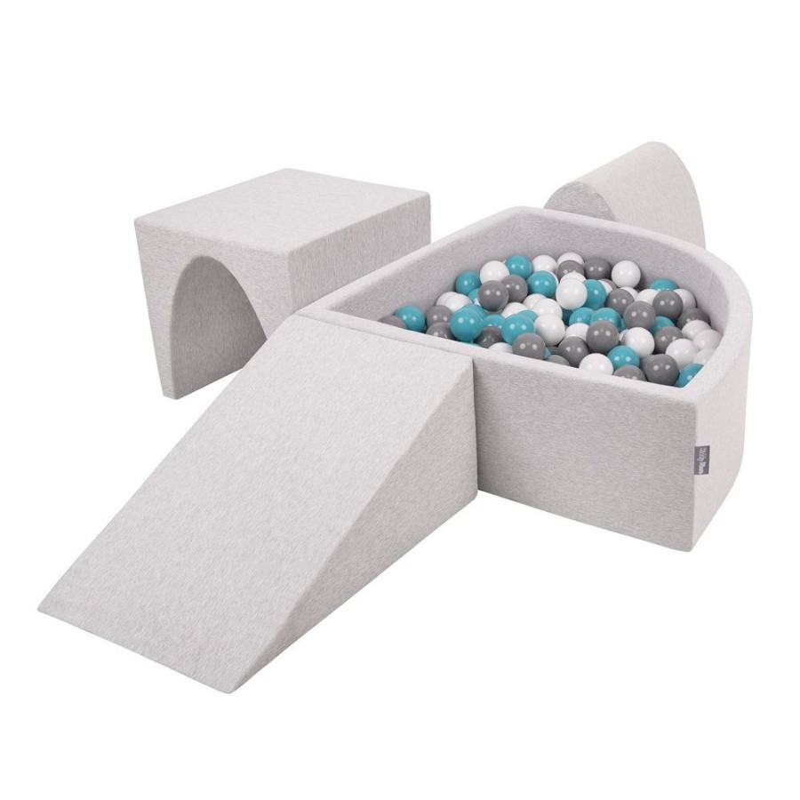 Activity Toys KiddyMoon | Kiddymoon Foam Playground For Kids With Quarter Angular Ballpit And Balls, Lightgrey: Grey/ White/ Turquoise Light Grey: Grey / White / Turquoise