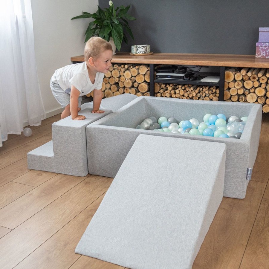 Activity Toys KiddyMoon | Kiddymoon Foam Playground For Kids With Square Ballpit And Balls, Lightgrey: White/ Grey/ Powderpink Light Grey: White / Grey / Light Pink